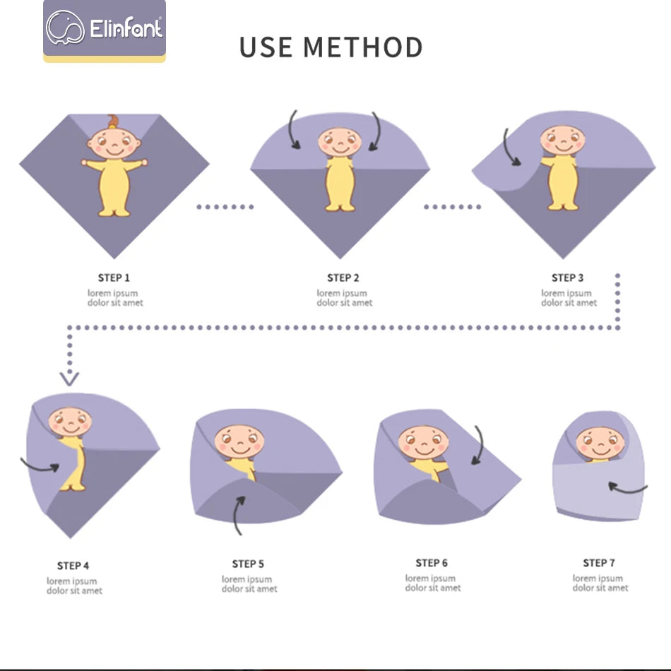 Elinfant 100% Cotton 4PCS Muslin Swaddle Blankets,120*110cm Bamboo Cotton Newborn Baby Bath Towel Wrap