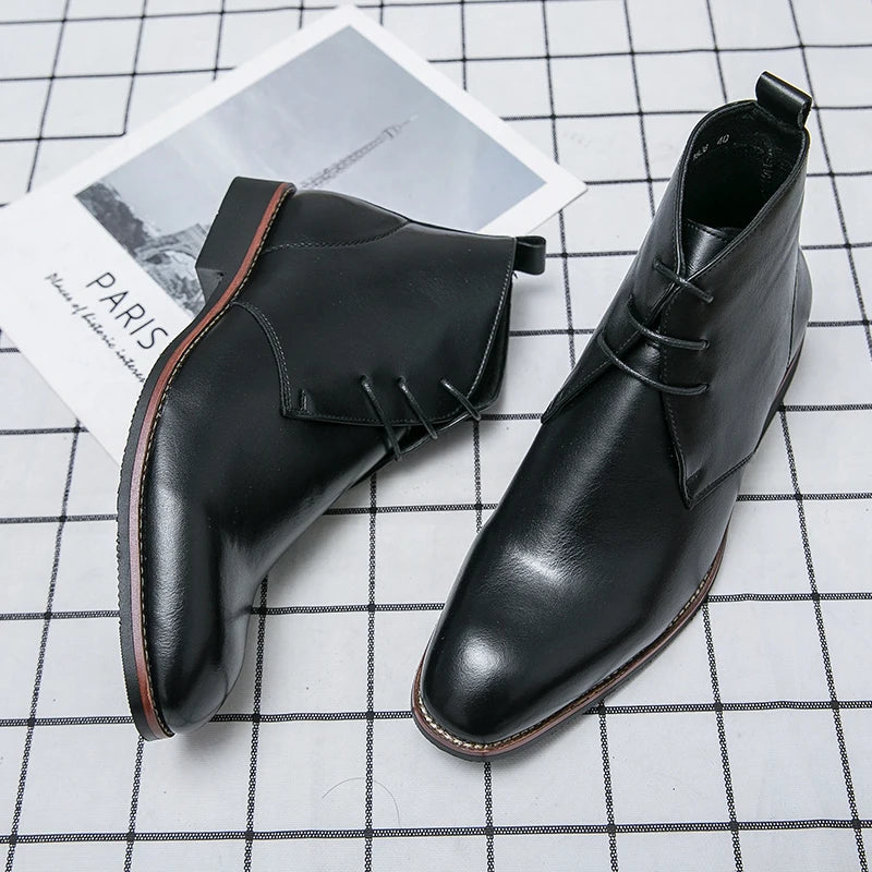 Extra Size 38-48/6.5-14 Green Color Latest Design Fashion Comfortable Lace Up Patent Leather Ankle Boots for Men