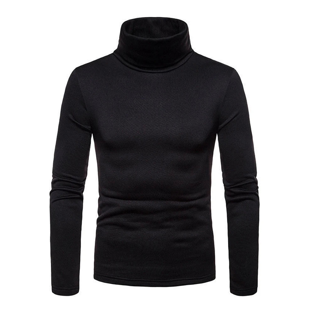Autumn Winter Men's Turtleneck Sweaters Casual Thermal Long Sleeve Slim Fit Pullovers Stretch Basic Tops Sweatshirt Jumper T-Shirt