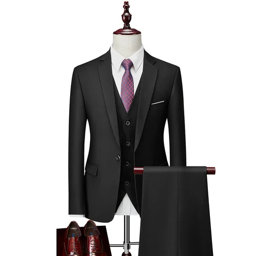 Light Grey  Business Blazers/best Wedding Groom's Three-piece Suit Casual  Tuxedo EUR US Size XS-3XL (Jackets+Vest+Pants)