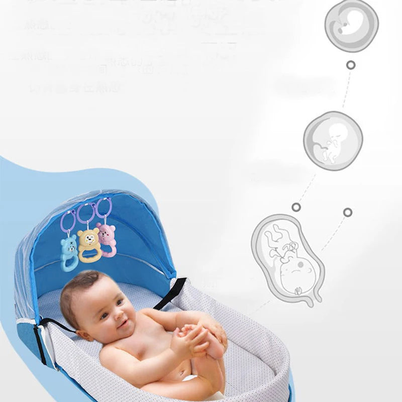 Brightbebe Portable Bionic Isolation Folding Bed Baby Diaper Bag Tote Travel Crib Mommy Bag with Mosquito Shield Kids' Bedding