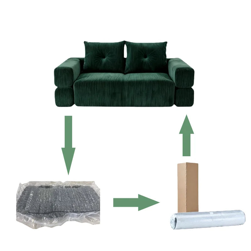 Modern White Corduroy Sectional