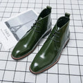 Extra Size 38-48/6.5-14 Green Color Latest Design Fashion Comfortable Lace Up Patent Leather Ankle Boots for Men