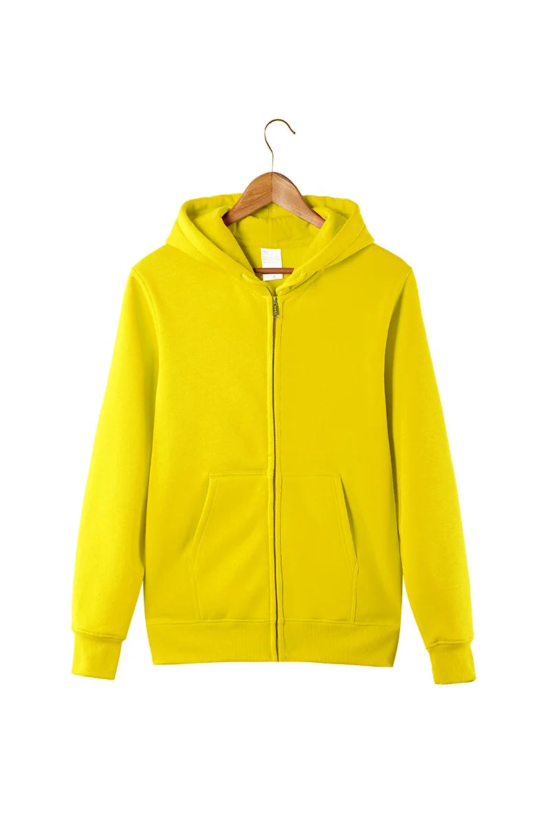 2025 Unisex Full Zip Long Sleeve Hoodie With Large Front Pocket