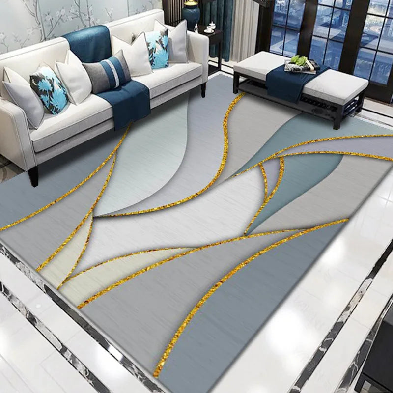 Modern Nordic Printed 10mm Ins Style Polyester Carpet Simple Atmosphere Bedroom Bedside Blanket for Living Room Floor