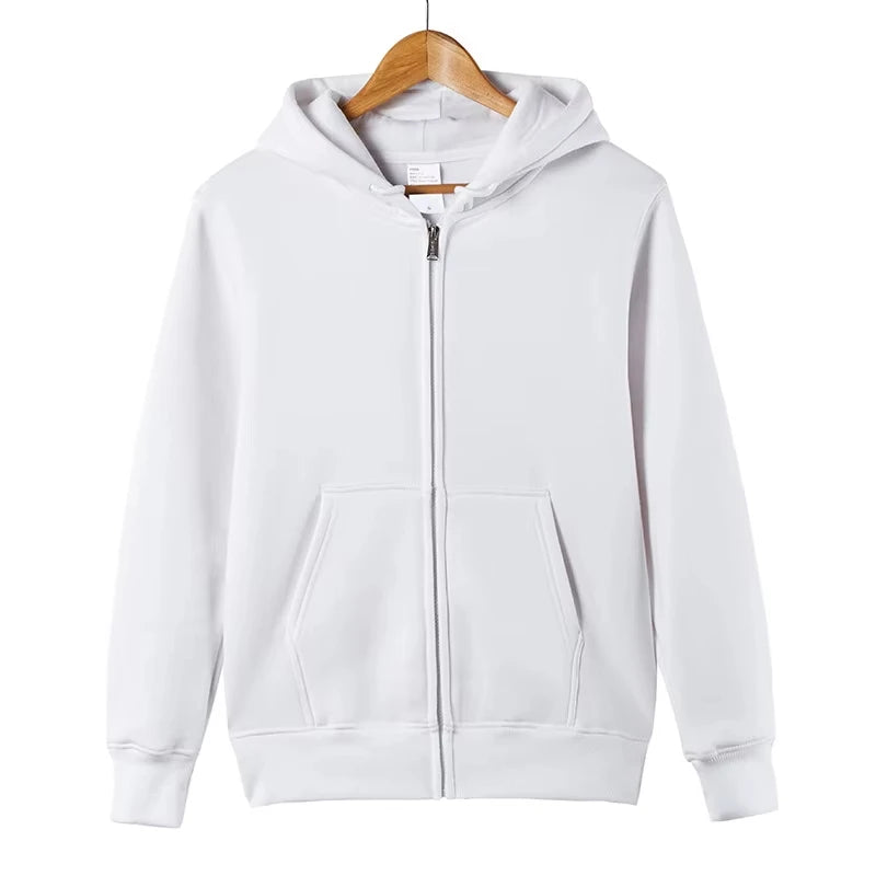 2025 Unisex Full Zip Long Sleeve Hoodie With Large Front Pocket
