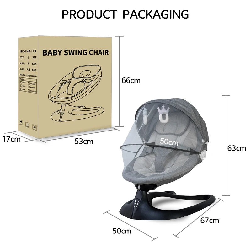 Newborn Products Automatic Rocker Bouncer Chair Cradle Crib Baby Rocking Chair With Music Electric Baby Swing