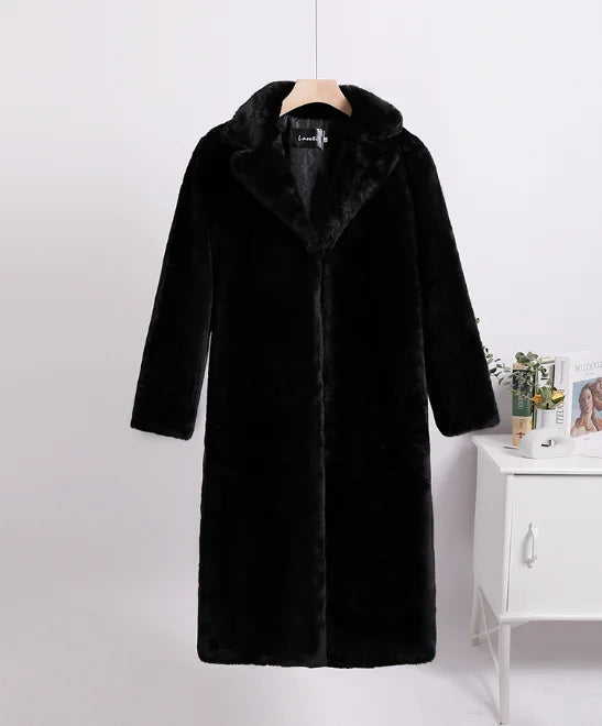 Warm Women Faux Fur Coat for Ladies | Long Artificial Rabbit Fur Coat for Women