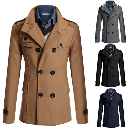 M-3XL New Men's Coat Men's Slim Mid-length Trench Coat Men's Coat