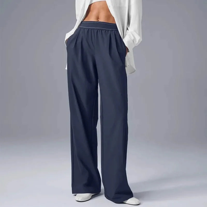 Women Casual Yoga Pants Quick Dry Straight Leg Lightweight Summer Trousers with Reflective Logo Soft Comfortable Activewear