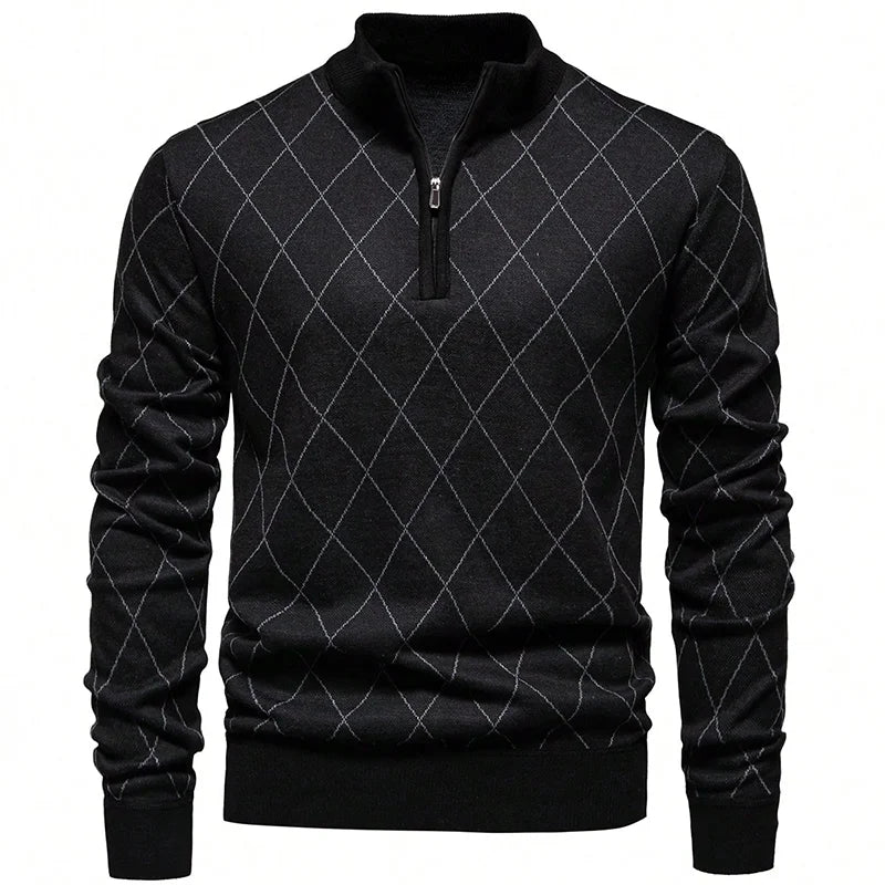Men's Fashion Sweater Half Zip Collar Knit Pullover Casual Sport Golf Sweaters American Size Male Autumn Winter Clothes