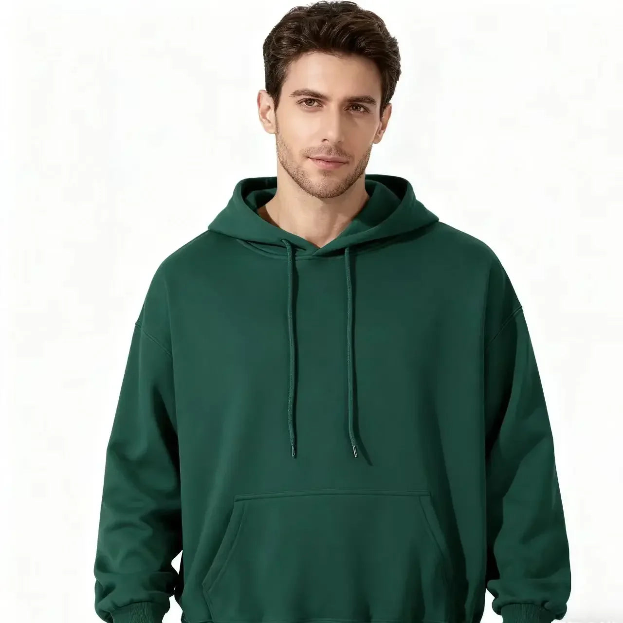 2026 Men's Wide Hooded Sweatshirt - European and American Style, Long Sleeve, Casual Loose Fit