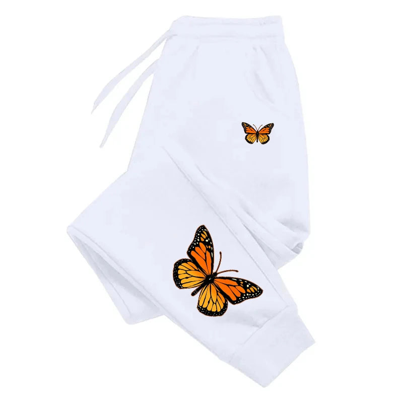 Butterfly Printing Women's Sweatpants Fashion Casual Trend Jogging Trousers Versatile Soft Hot Sales Street Elastic Waist Pants