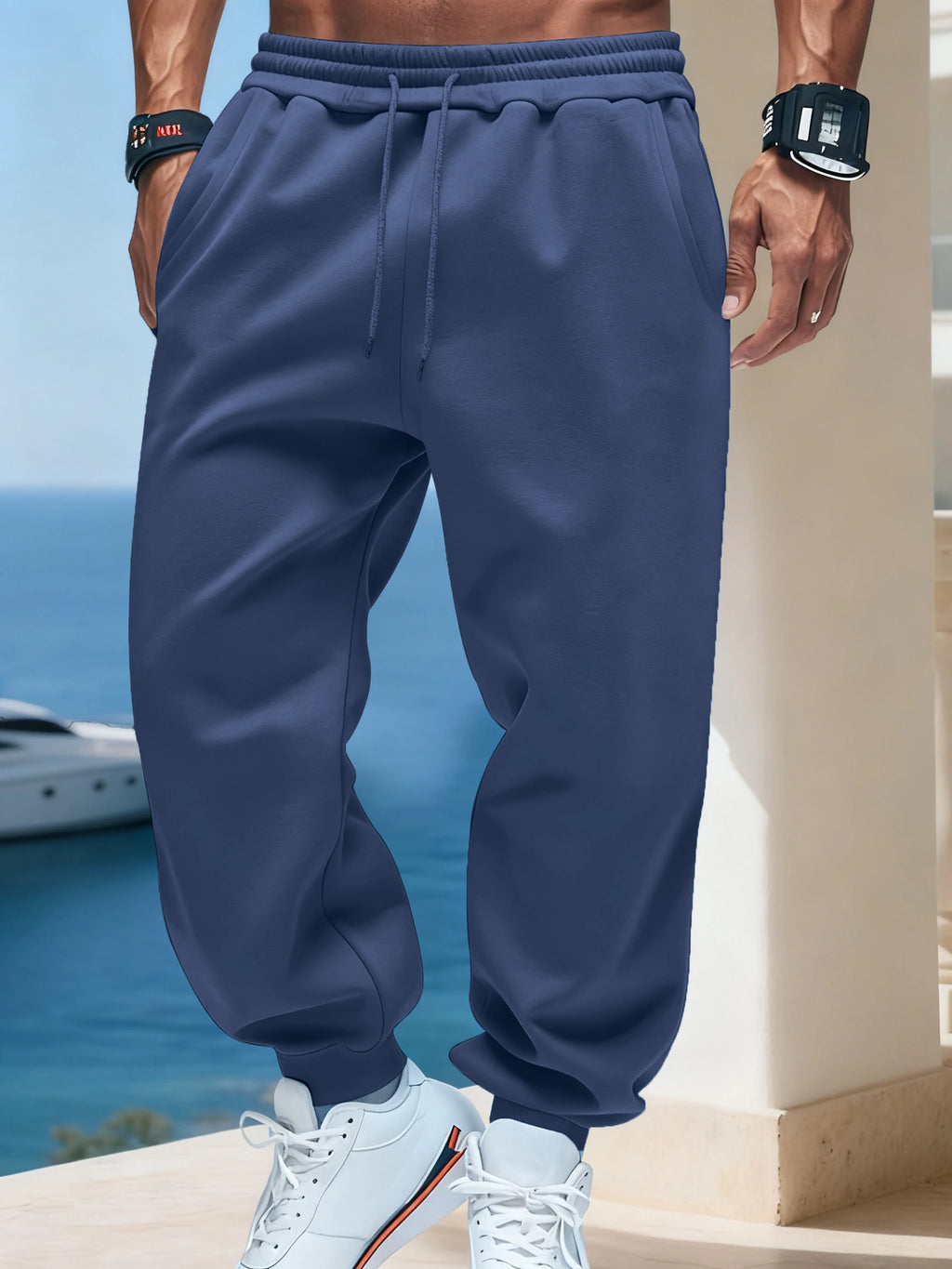 Man Autumn Fleece Sportpants Drawstring Casual Long Pants Comfortable Street Britches Fashion Pocket Pant Loose Basic Sweatpants