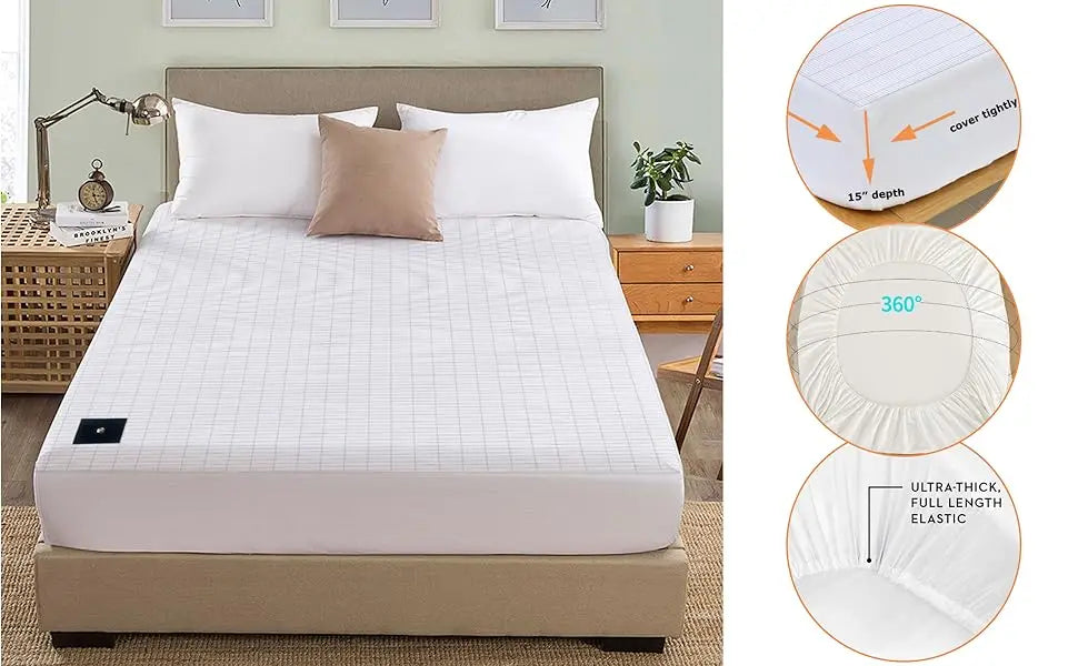 MAXSHARER Earthing Fitted Sheet Organic Cotton with Conductive Silver Fiber Grounding Bed Sheet
