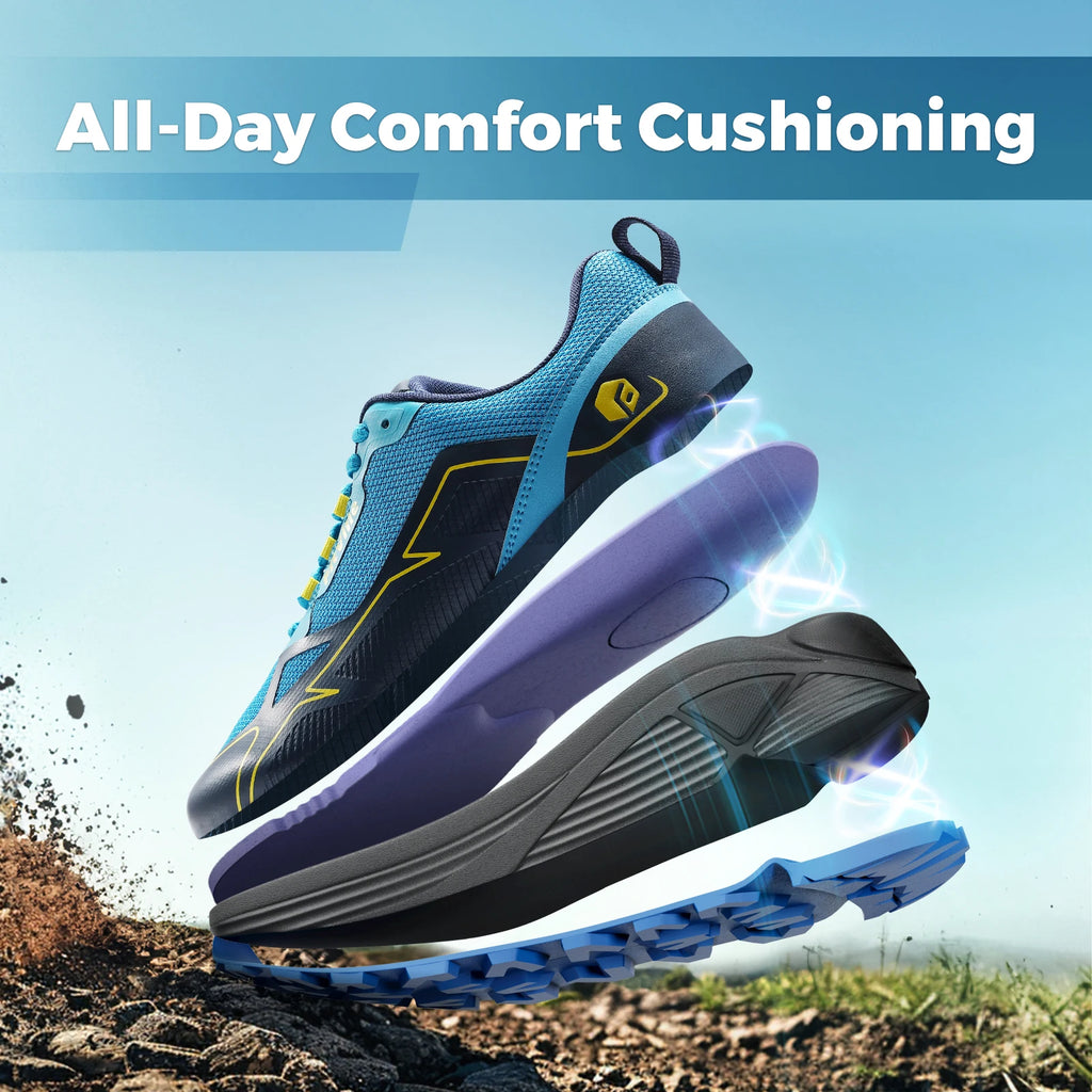 Fittington Running Shoes For Men Trail Walking Sneakers Athletic Shoe With Extra Wide Toe Box Arch Support Soft Sport Shoes