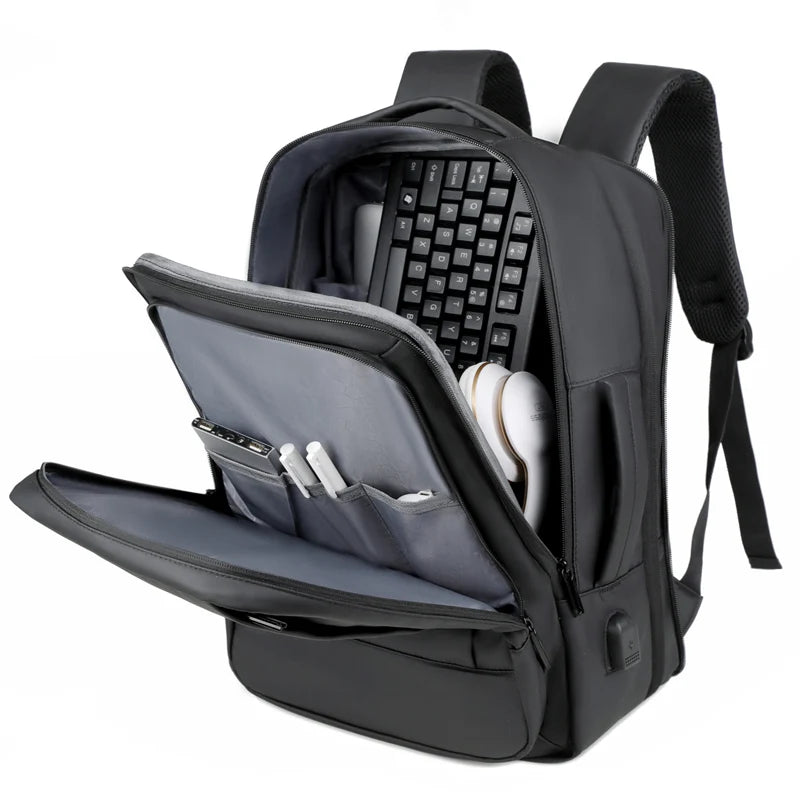 Rilibegan Men Travel Backpack Expand Oxford Big Capacity USB Charge