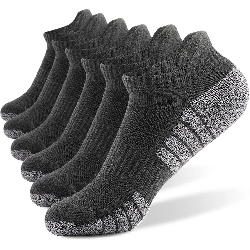 6 Pairs Thickened Towel Bottom Running Socks - Non-Slip Breathable Sports Socks