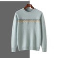 Autumn Winter New Round Neck 100% Cashmere Sweater for Men - Loose Thickened Casual Color Block Pullover Knitted Base Shirt