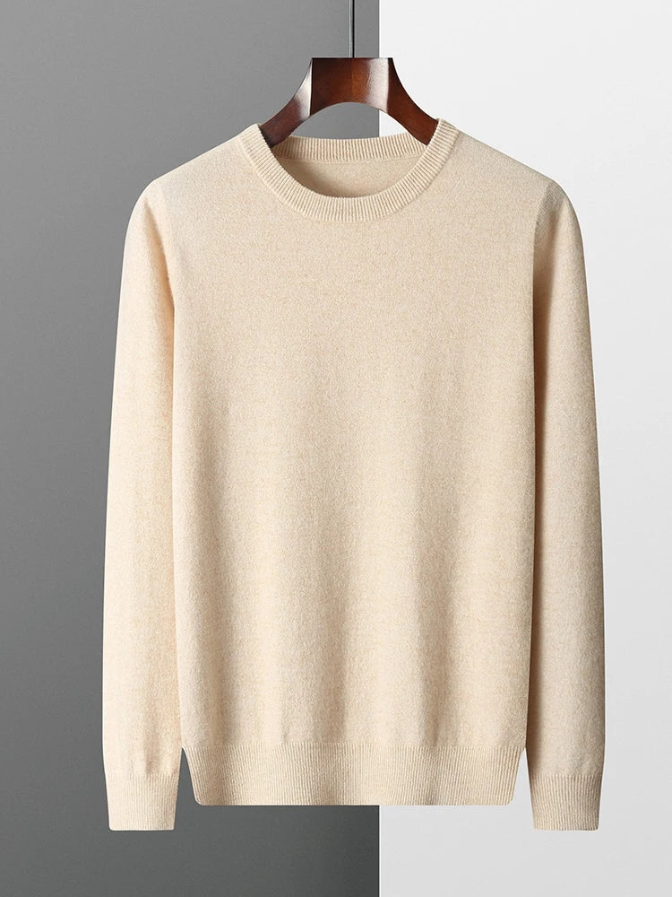Men's 100% Merino Wool Crew Neck Sweater – Lightweight Basic