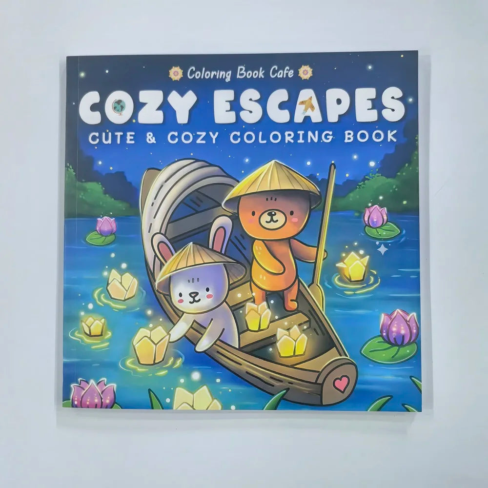 Cozy Escapes Cute & Cozy Coloring Book for Stress Relief Art Drawing Book Perfect Gift for Party and Birthday