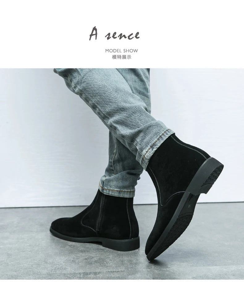 New Arrival Nubuck Suede Leather Boots Men High Top Trend Retro Boots Personality Fashion Mens Casual Chelsea Winter Ankle Boots