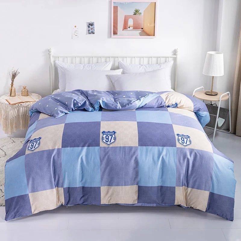 3PC 100% Cotton Duvet Cover Set Striped Printing 1PC Duvet Cover 2PC Pillowcase Cotton Soft Skin Friendly Bedding