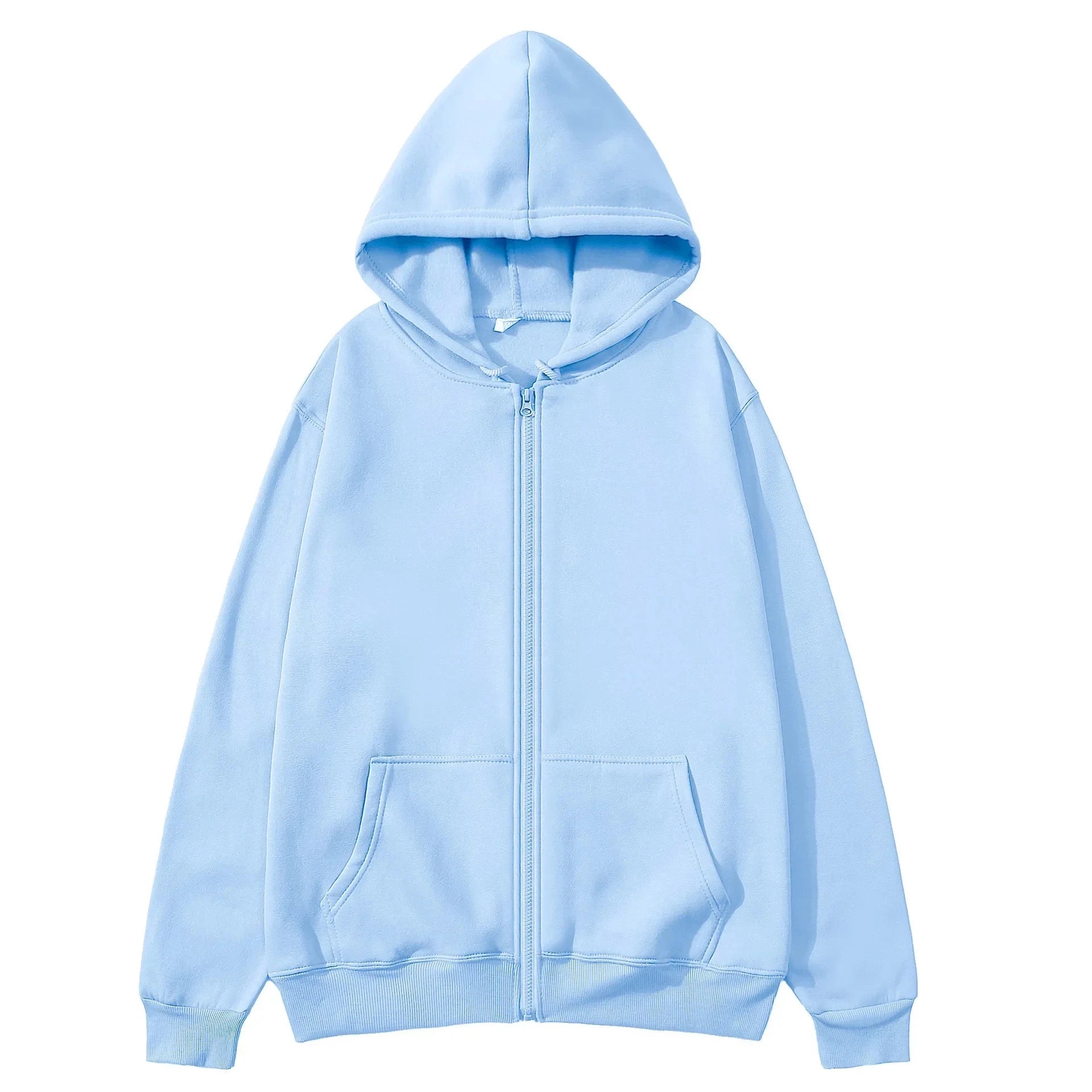 2025 New Trendy Sweatshirt Coat with Front Pockets - Warm Zipper Lamb Wool Jacket for Men and Women - Autumn Winter Pure Color Cardigan Hoodie