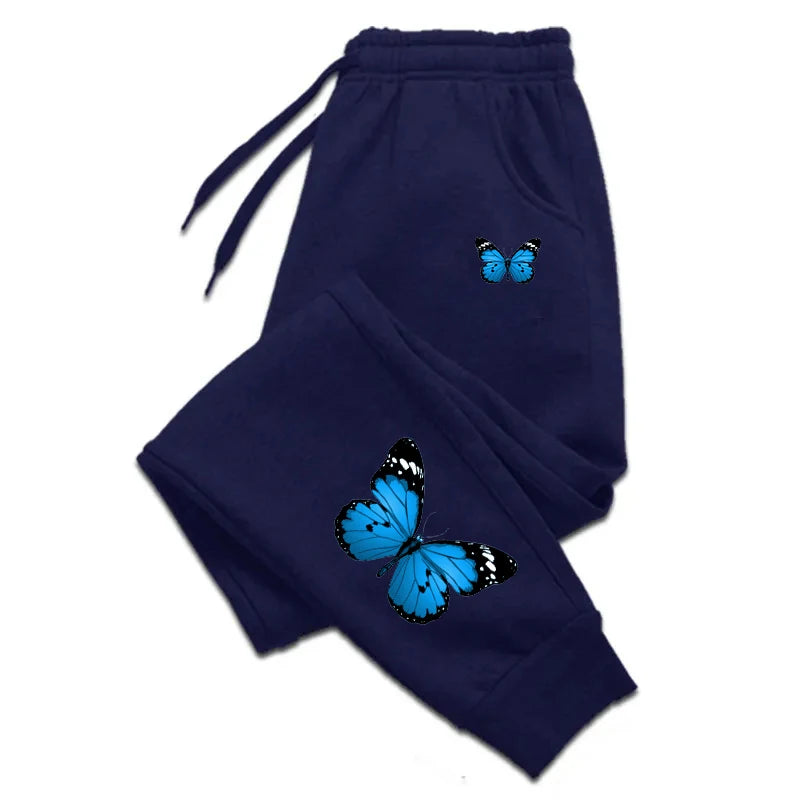 Butterfly Printing Women's Sweatpants Fashion Casual Trend Jogging Trousers Versatile Soft Hot Sales Street Elastic Waist Pants