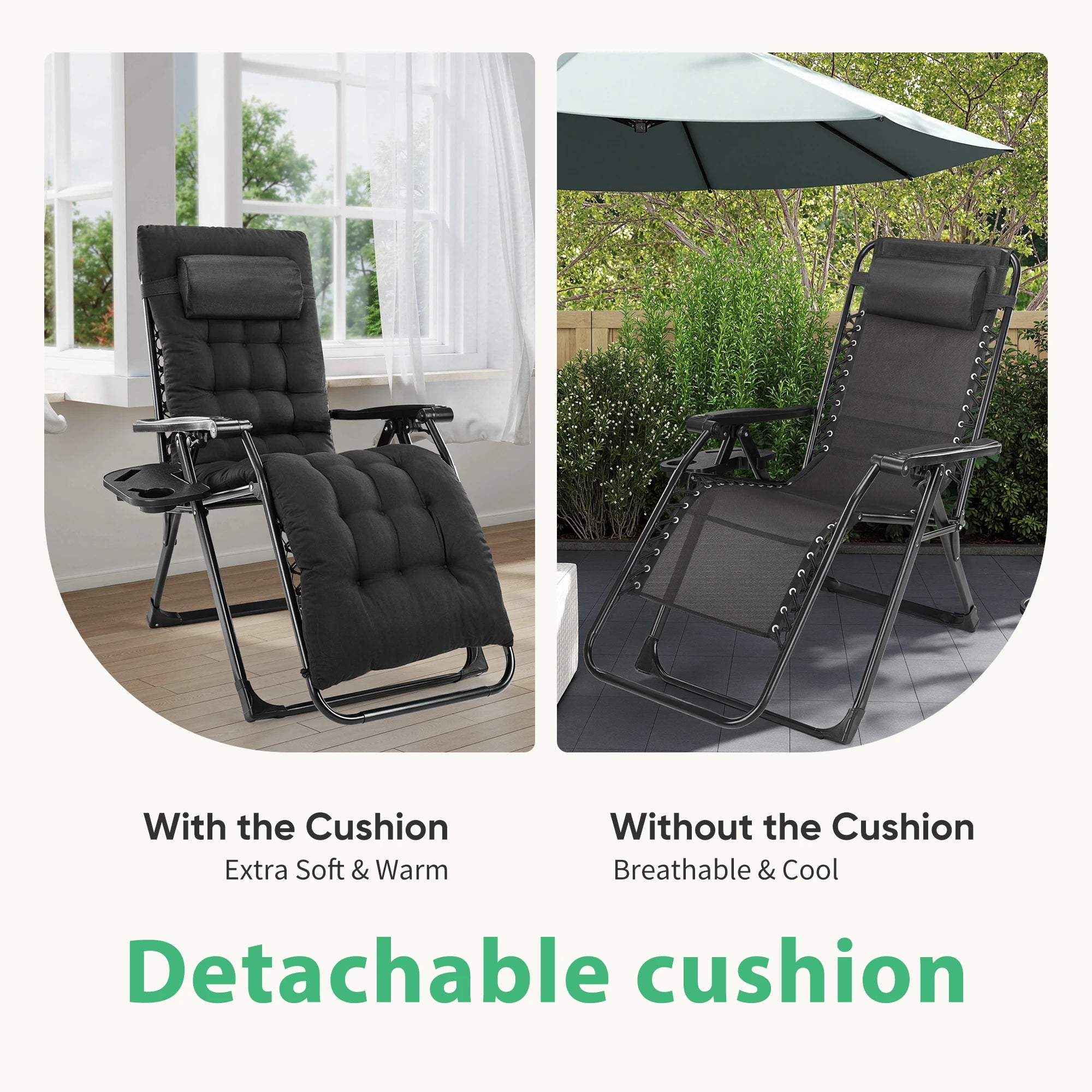 Summer Gravity Recliner - Folding Camping Chair - Patio Lounge  For Outdoor, Garden
