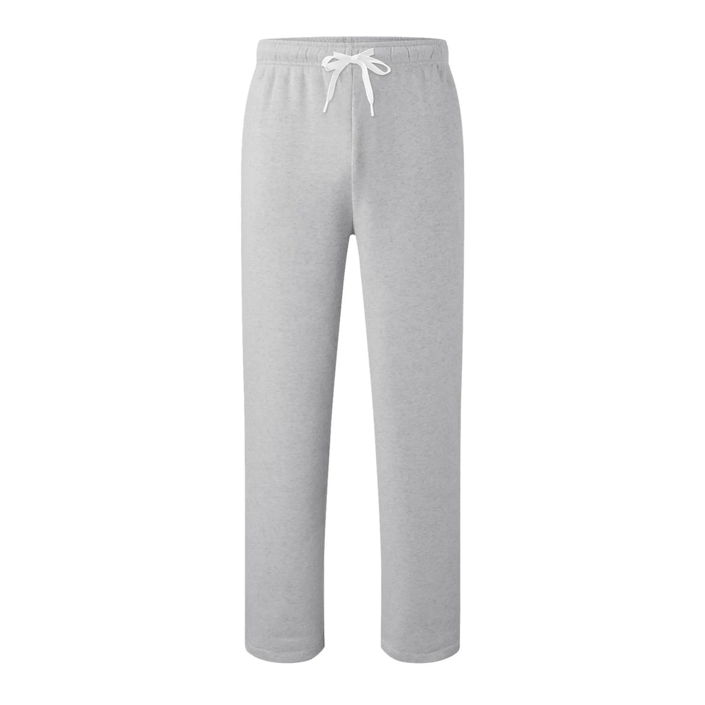 Women New Elastic Waist Pants with Side Pockets Fleece Lined Thick Wide Leg Sweatpants Pure Color Straight Cut