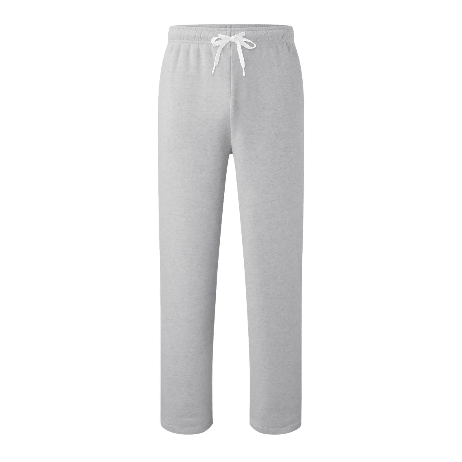 Women New Elastic Waist Pants with Side Pockets Fleece Lined Thick Wide Leg Sweatpants Pure Color Straight Cut
