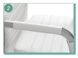 Furmax Ribbed Office Desk Chair Mid-Back PU Leather Executive Conference Task Chair Adjustable Swivel Chair with Arms (White)