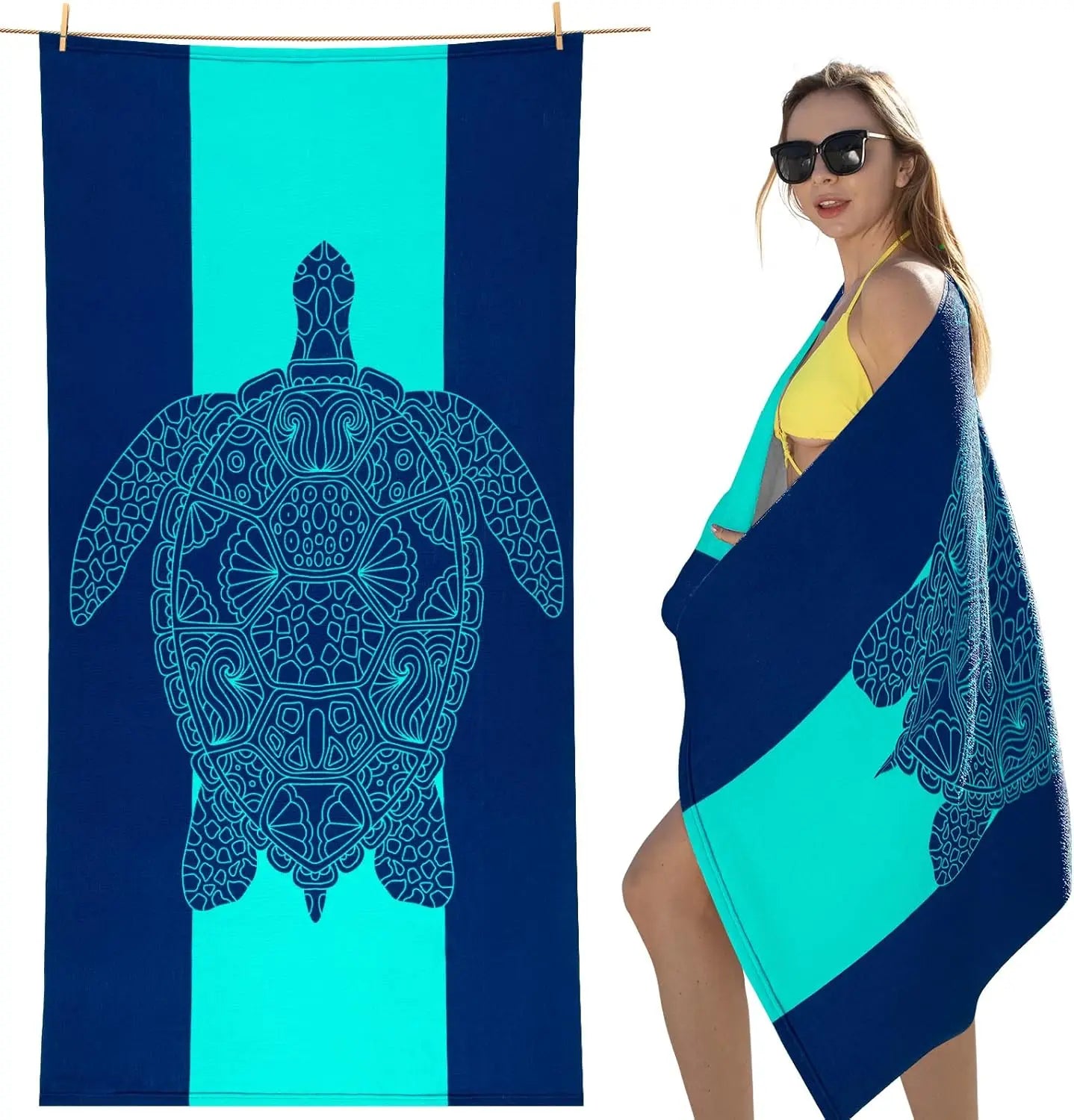 Sand Resistant Beach Towel -Quick Dry Microfiber Beach Towel Sandproof Pool Towels, Thin Lightweight Compact for Travel Swimming