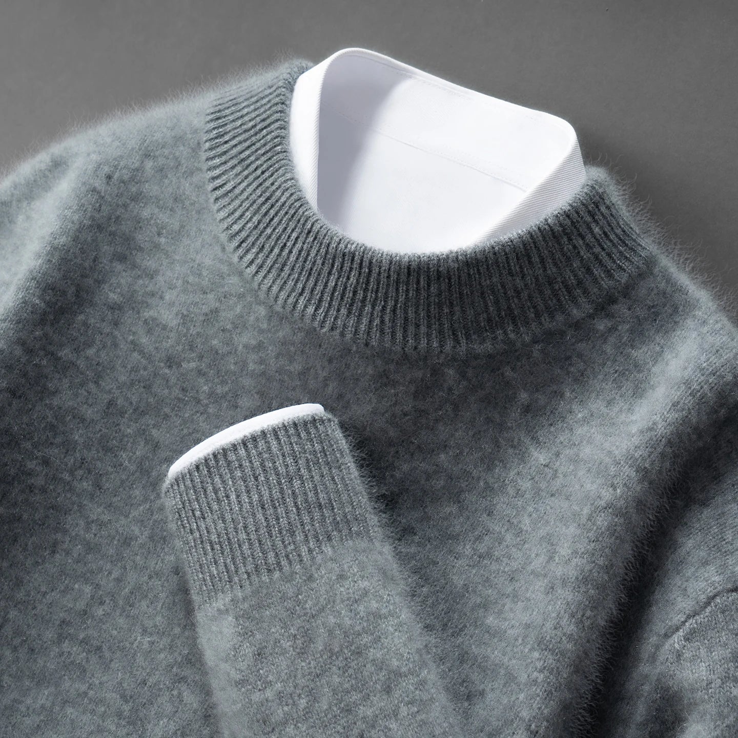 ZOCEPT Natural Cashmere Mock Neck Pullover Men Cashmere Sweater Soft Warm Jumpers Quality Casual Business Knitwear Basic Tops