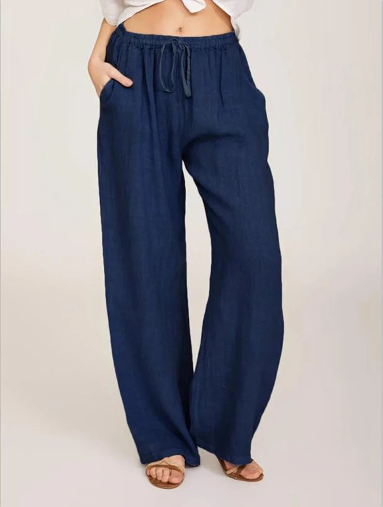 Summer and Autumn New Casual Women's Wear in Europe and America - Large Loose Cotton Hemp Casual Pants
