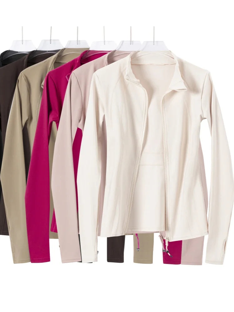 Women's Slimming Yoga Jacket; Lightweight and Thin Running and Fitness Outfit; Professional Pilates Training Sports Top for Autumn