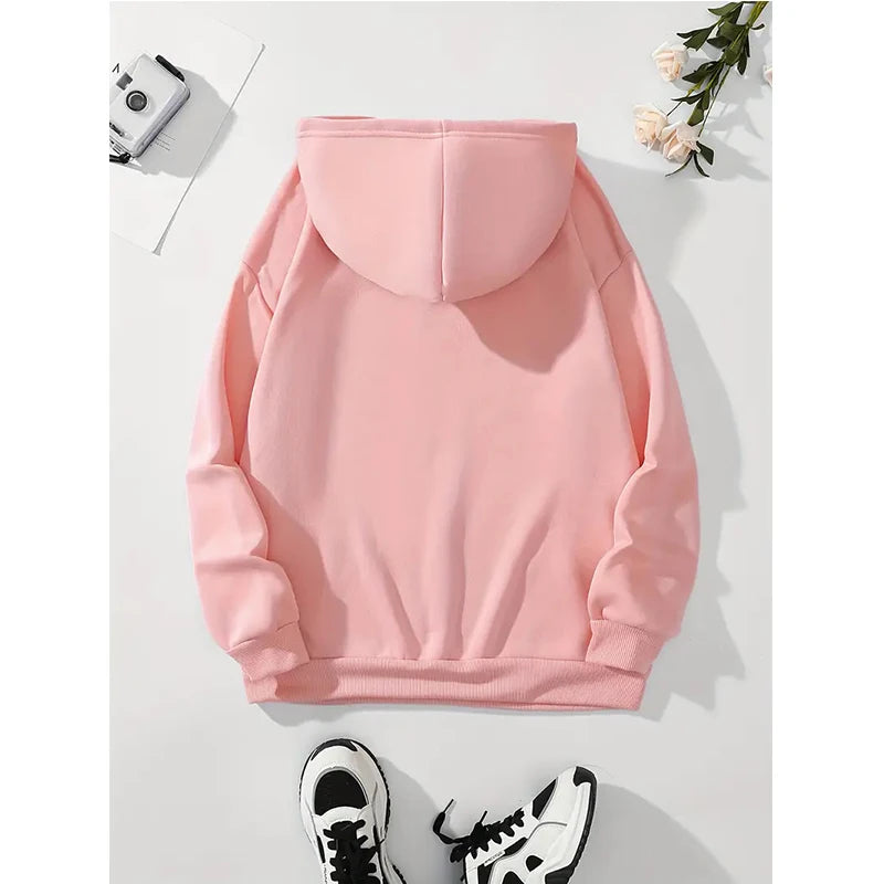 Girls 2000s Cherry Love Long Sleeve Pocket Hoodies Funny Gothic Sweatshirt Women's Print Casual Hoody Streetwear Y2k Clothes