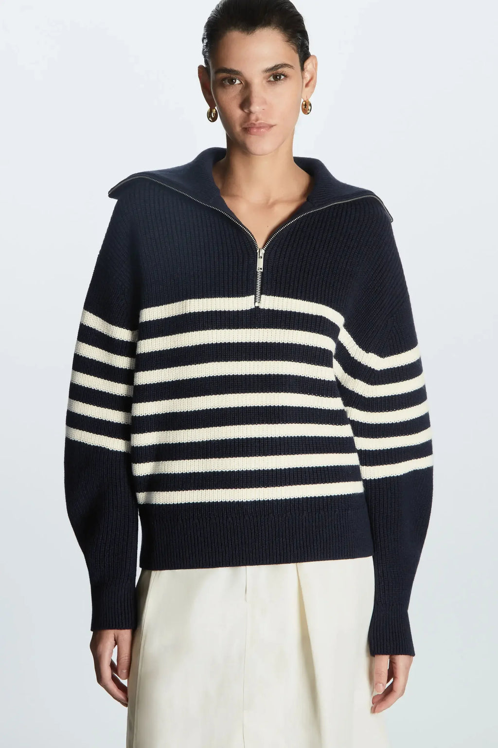 YAZHIMEI Open-Neck Wool Blend Knit Sweater for Women