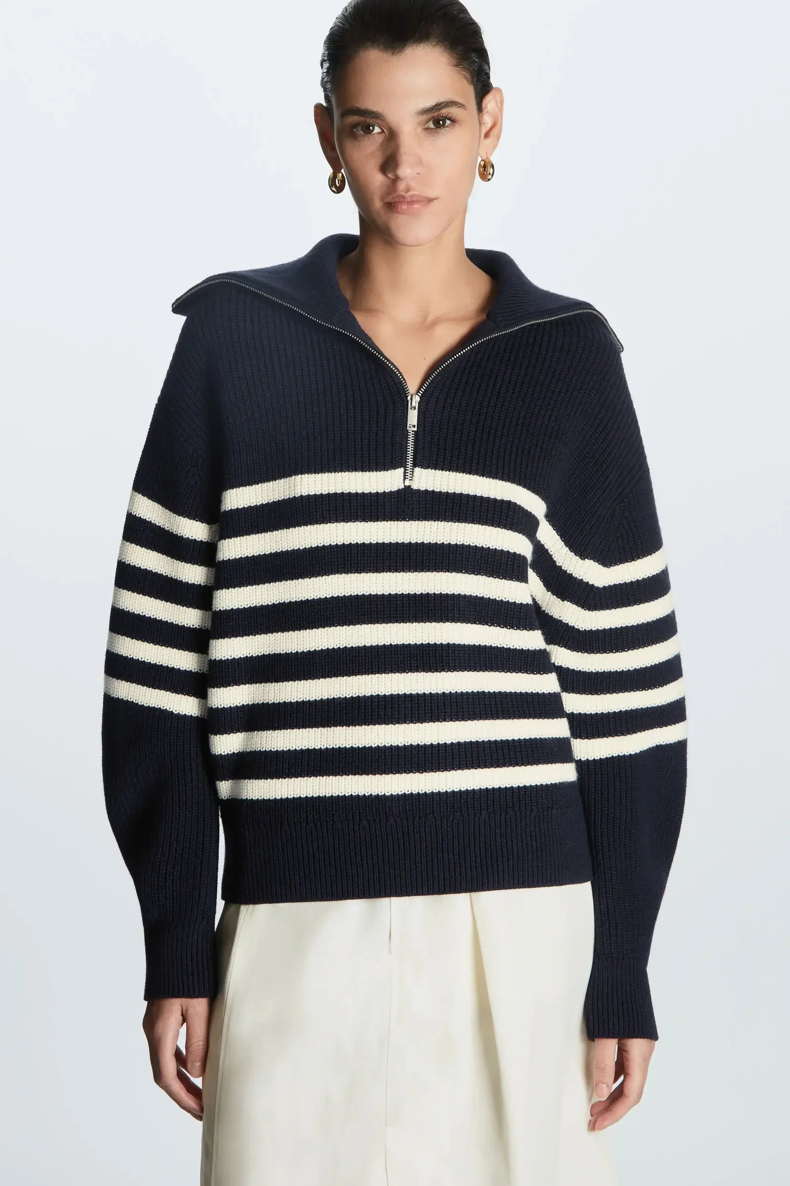 YAZHIMEI Open-Neck Wool Blend Knit Sweater for Women