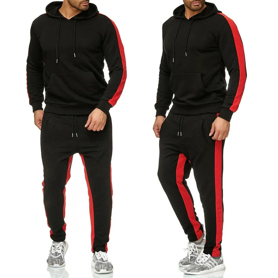 Men's 2 Piece Color Block Tracksuit Sweatsuit with Stripes - Casual Winter Long Sleeve Warm Moisture Wicking Breathable Sportswear Suit