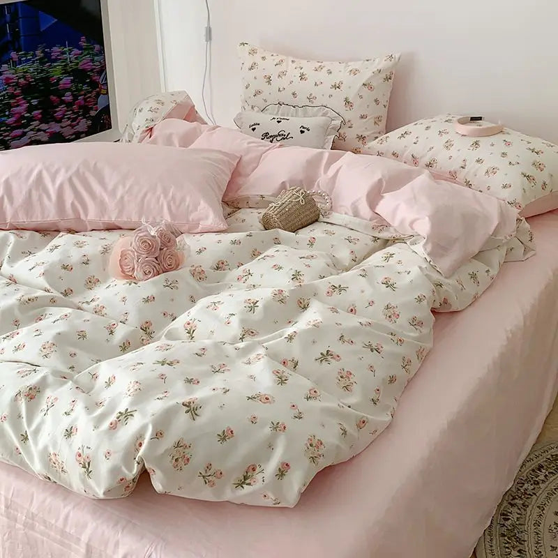 Pink Floral Bedding Set | Duvet Cover for Bed