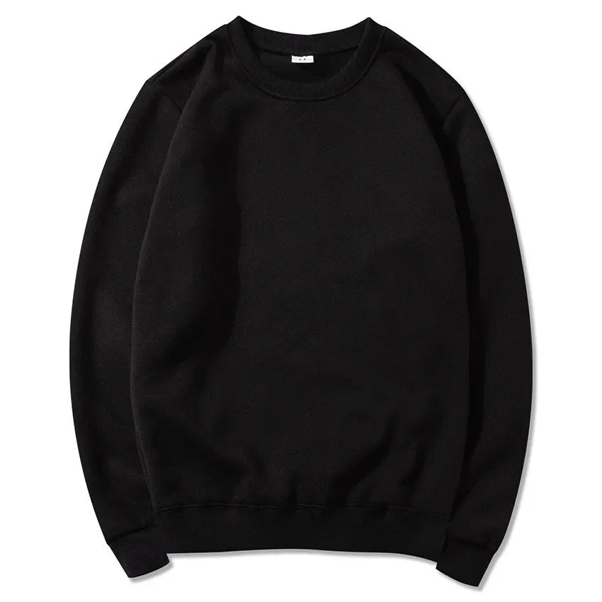 Korean Fashion Men's Round Neck Sweatshirts Autumn Long Sleeves Vacation Pullovers Tops Casual Popular Man Solid Sweatshirts