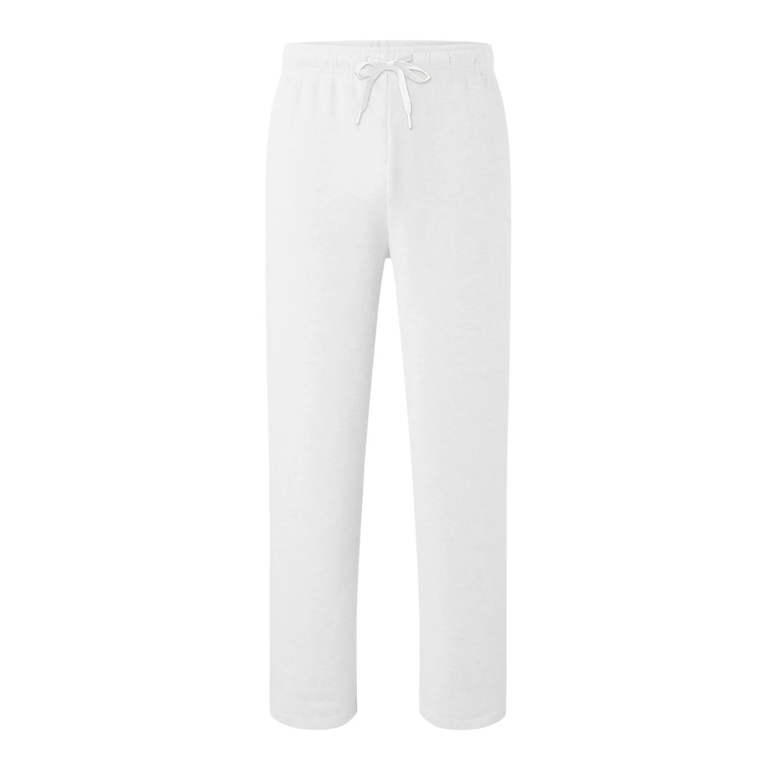 Women New Elastic Waist Pants with Side Pockets Fleece Lined Thick Wide Leg Sweatpants Pure Color Straight Cut