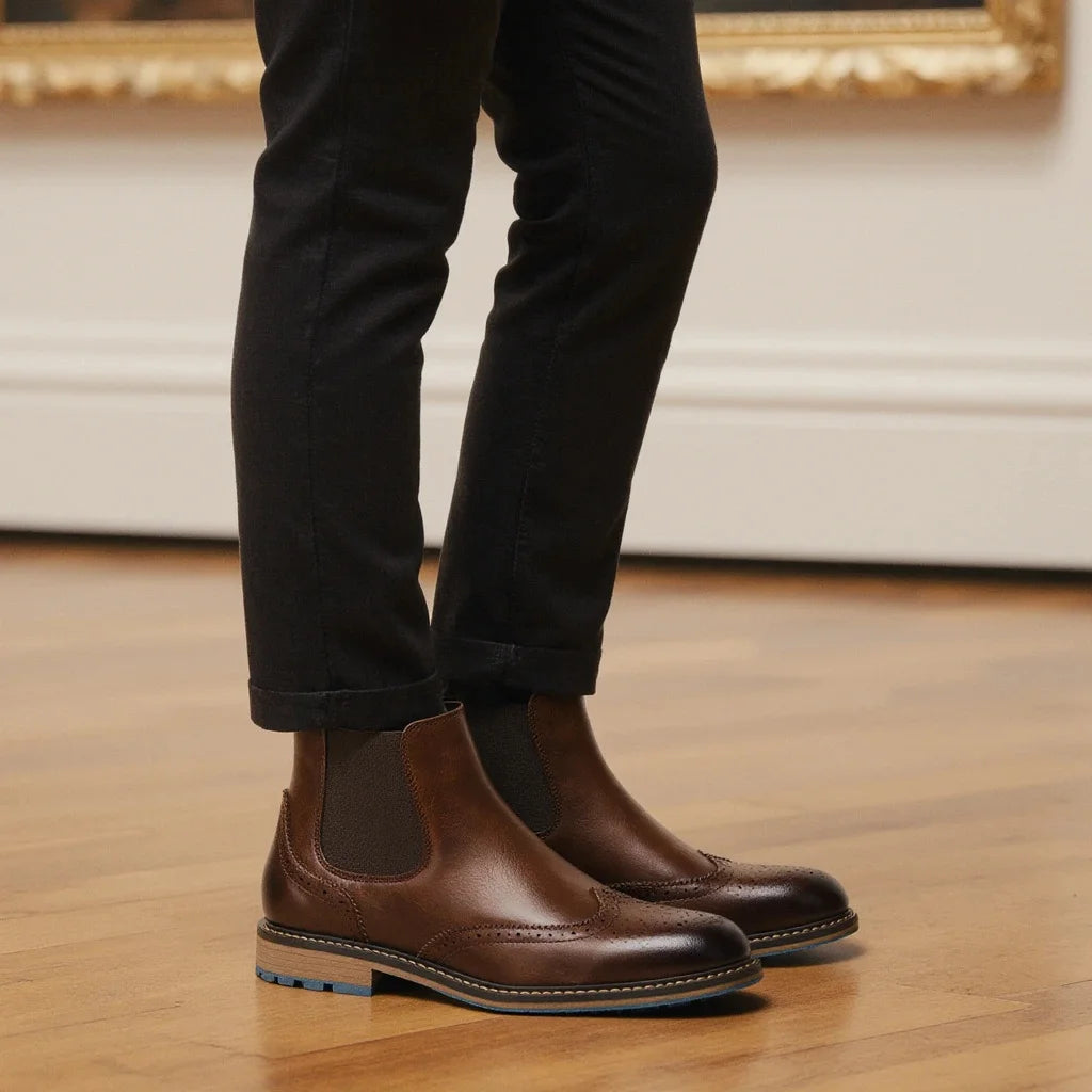 2026 Classic Red Wine Chelsea Boots for Men Fashionable Men Boots Casual Men Ankle Boots