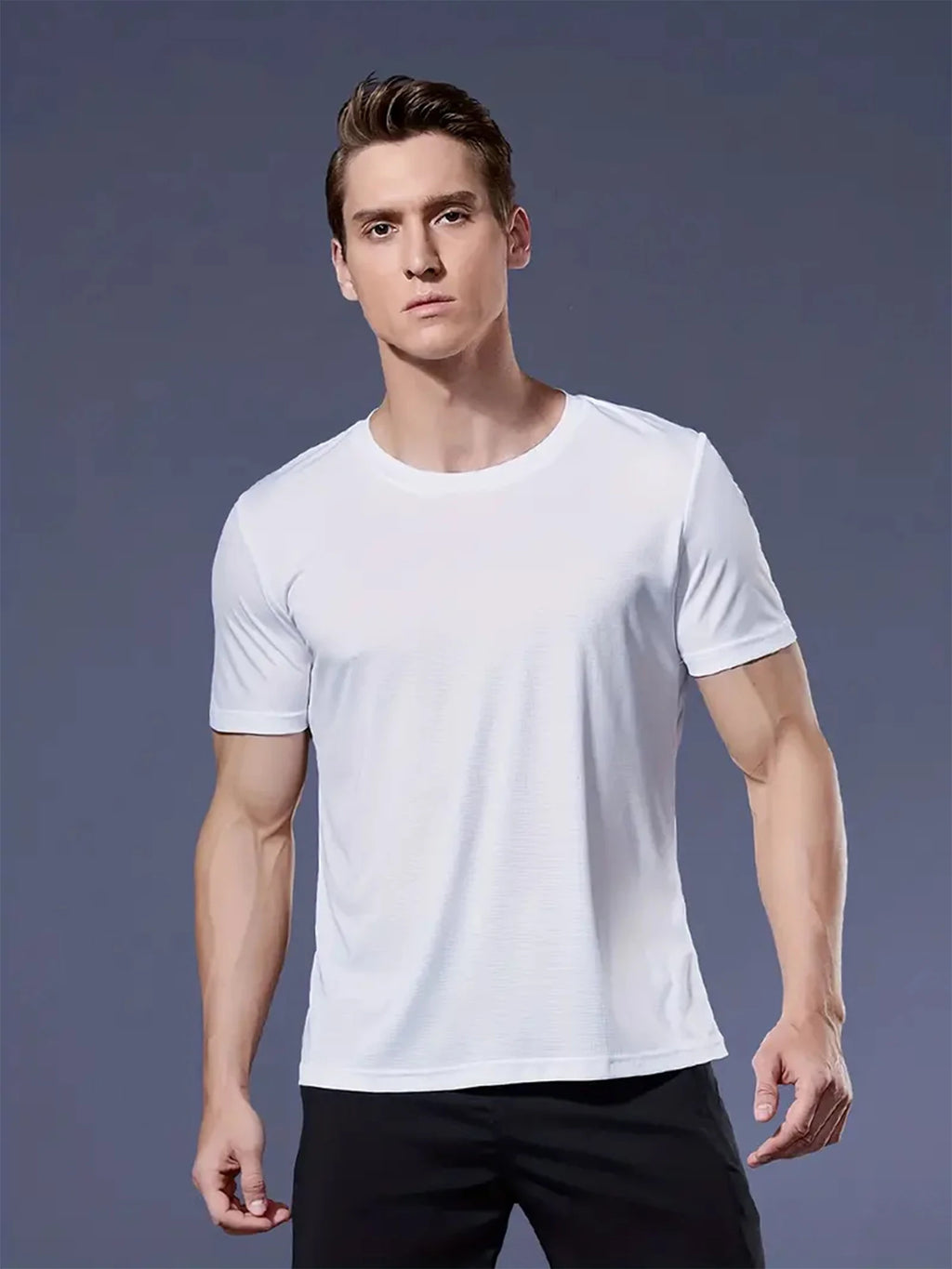 Round Neck T-Shirt 4-Color Black and White Gray Navy Ultra-Light Men's Quick-Drying Breathable Sweat-Absorbent Shirt