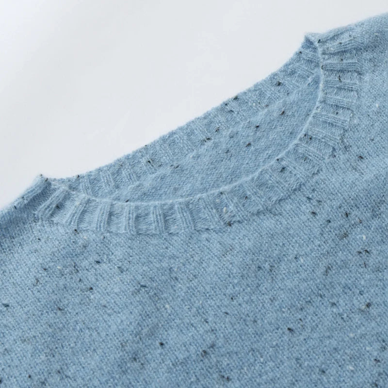 ZYCZCXX Women's Clothes 100% Merino Wool Round Neck Long-Sleeved Sweater 2025 New Pullover Autumn Winter Thick Colored Sweater