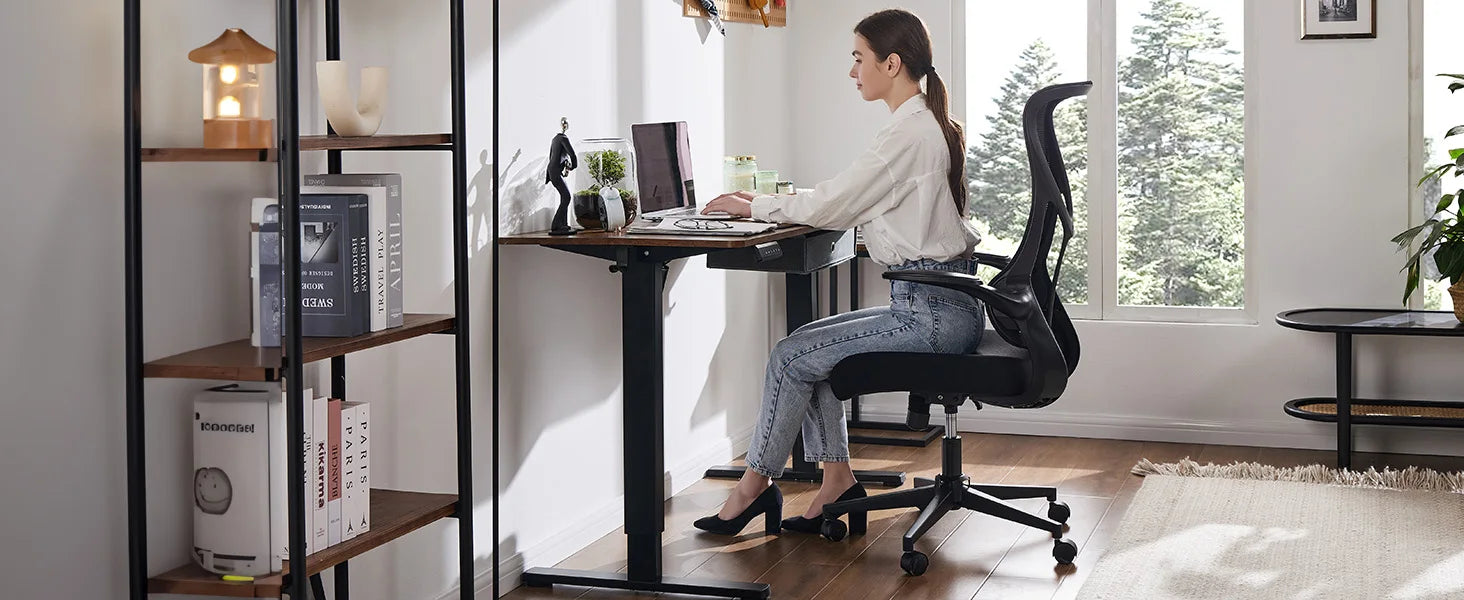 Ergonomic Office Chair - Lumbar Support Office Chair | High Back Swivel Rolling Chairs With Wheels And Arms-Rest