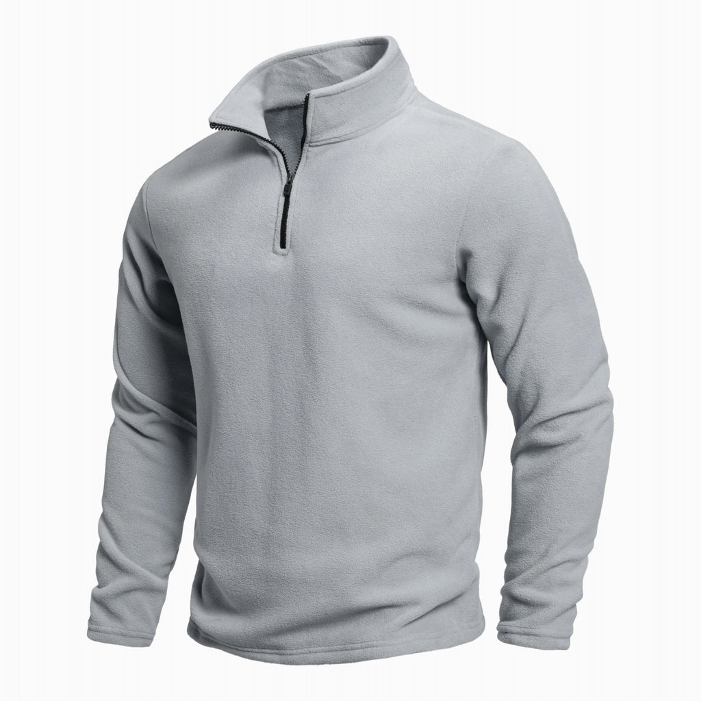 Men's Outdoor Warm Fashion Pullover Winter Warm and Comfortable Half Zip Solid Color Polar Fleece Pullover