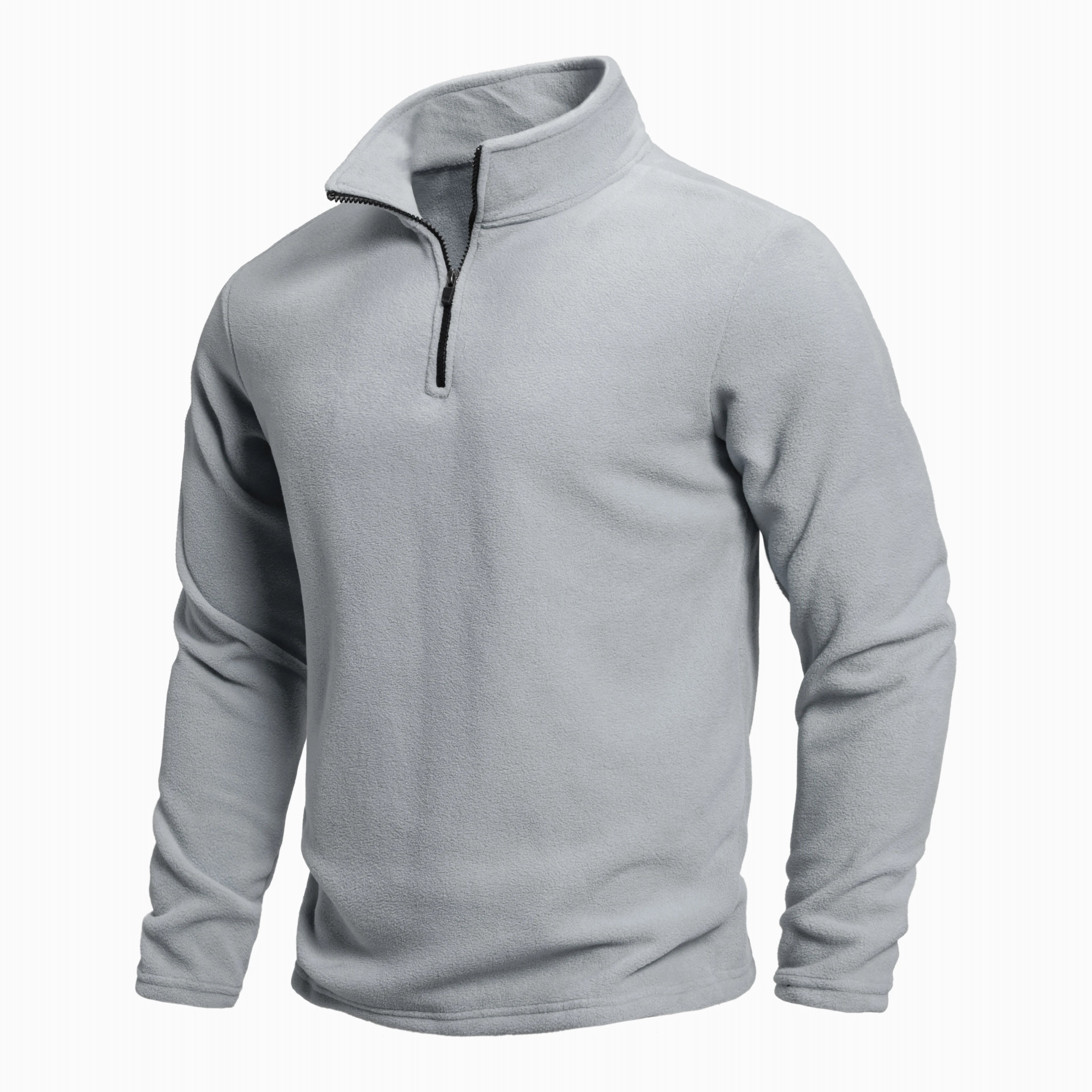 Men's Outdoor Warm Fashion Pullover Winter Warm and Comfortable Half Zip Solid Color Polar Fleece Pullover